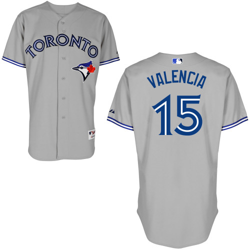 Danny Valencia #15 Youth Baseball Jersey-Toronto Blue Jays Authentic Road Gray Cool Base MLB Jersey